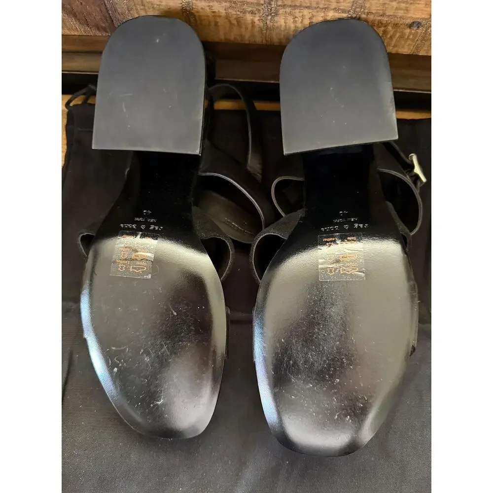 Rag & Bone Shoes Women's Size 40 Black Leather Block Heel Slingback Sandals - Picture 8 of 14